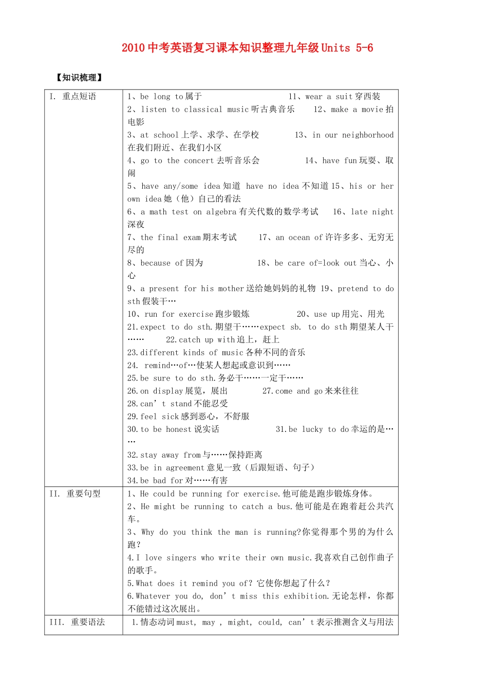 九年级Units 5-6试卷_第1页