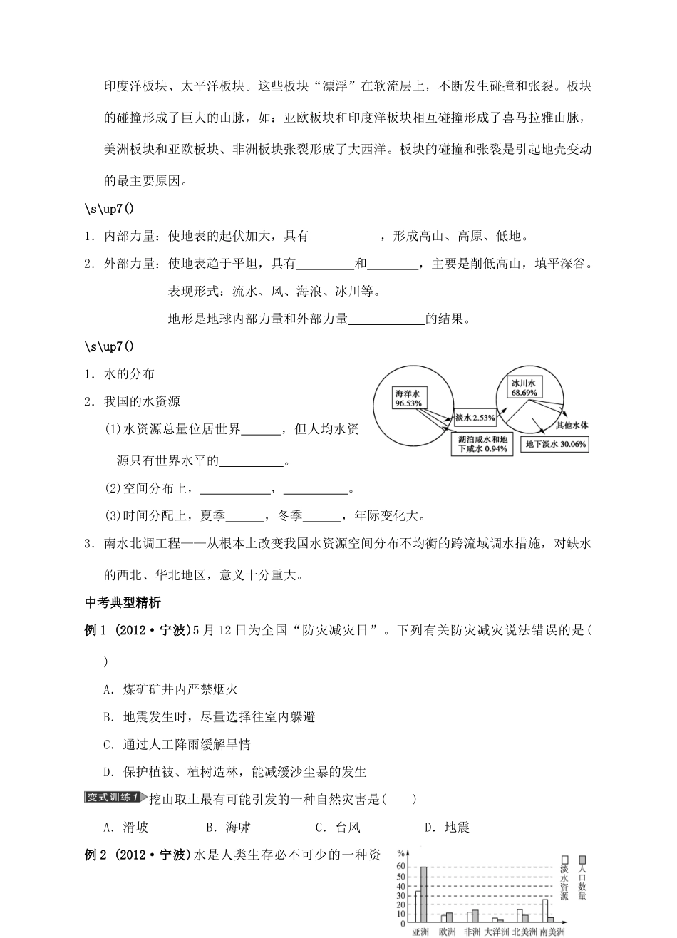 初中科学毕业生学业考试复习 专题39 人类生存的地球(无答案) 浙教版 试题_第2页