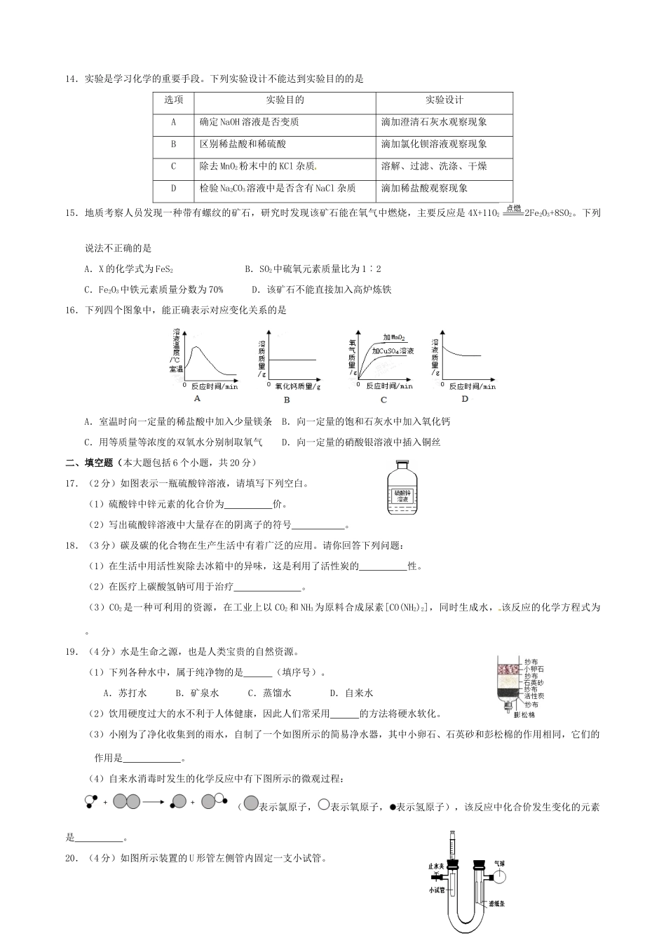 九年级化学下学期第二次学情调查联考(中期考试)试卷_第2页