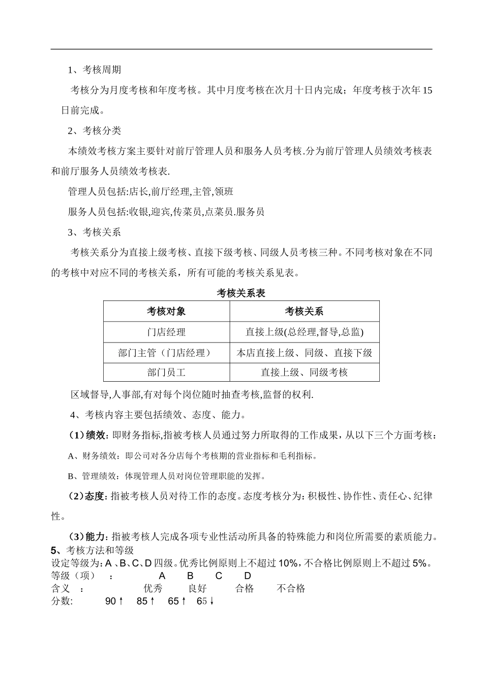 餐饮绩效考核方案_第3页