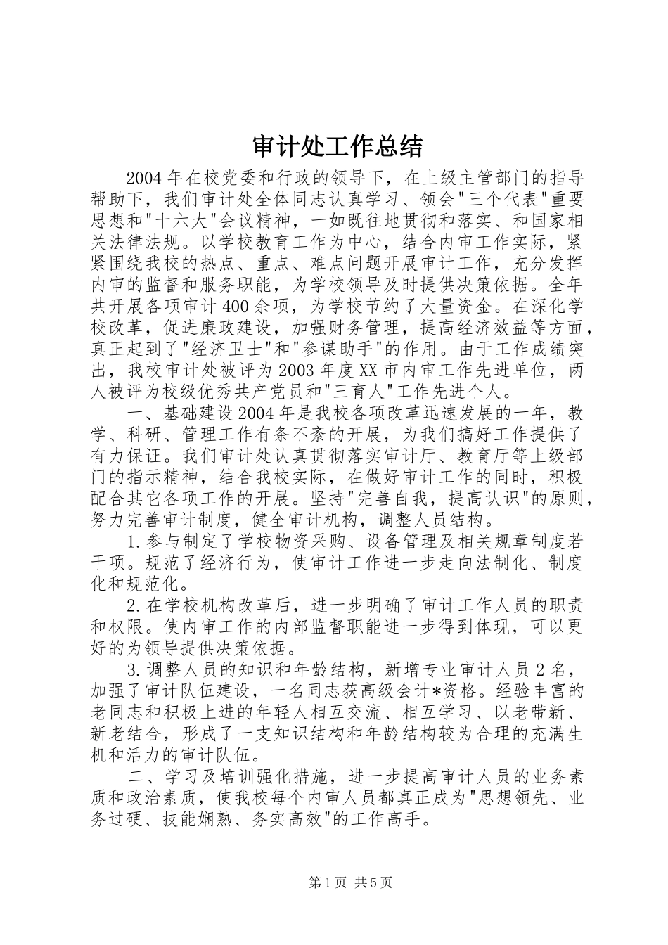 审计处工作总结 _第1页