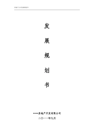 房地产开发有限公司发展规划书