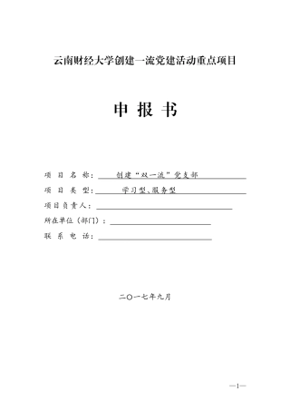 创一流党支部项目申报书