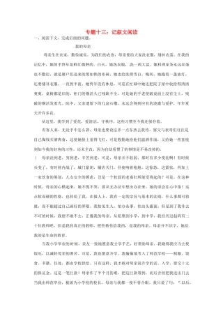 中考语文考点专题训练 专题十三 记叙文阅读试卷