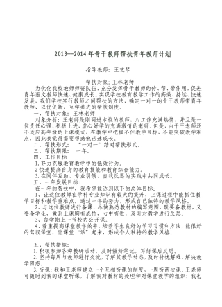 骨干教师帮扶青年教师计划