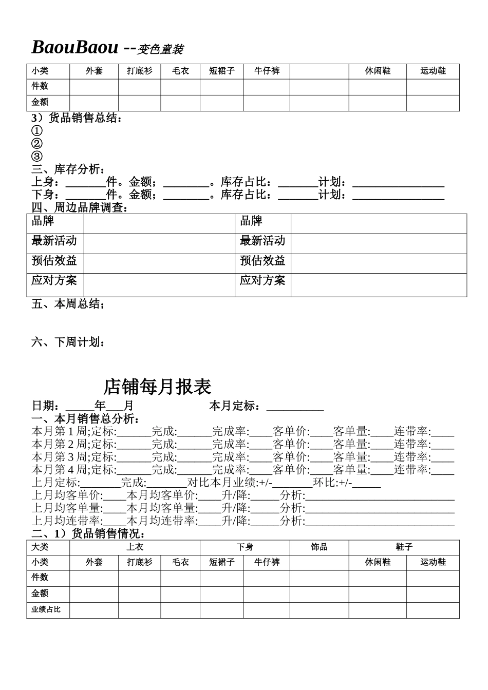 店铺日报表、周报表、月报表_第3页