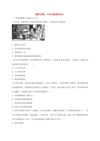 九年级历史上册 第二单元 亚洲和欧洲的封建社会 5(中古欧洲社会)课时达标 新人教版试卷