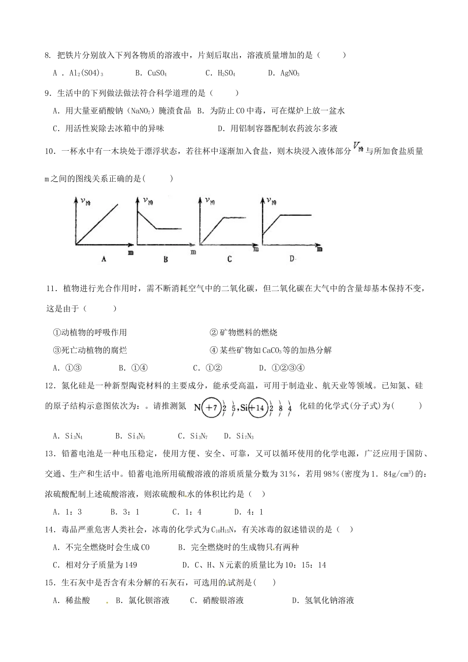 九年级化学下学期提优跟踪训练6试卷_第2页