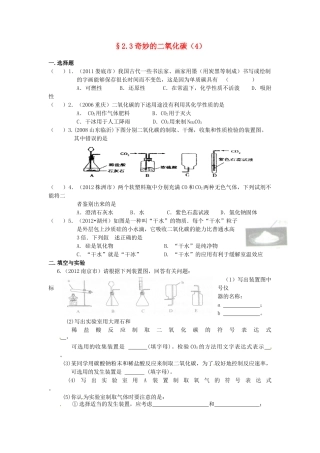 九年级化学(23 奇妙的二氧化碳)限时作业(4) 沪教版试卷
