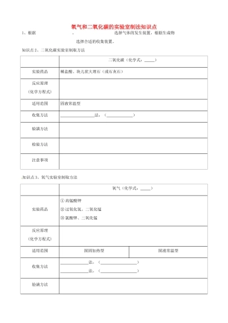 九年级化学专题(氧气和二氧化碳的实验室制法)试卷