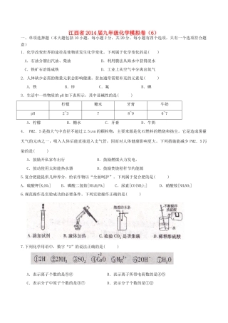 九年级化学模拟卷(6)试卷