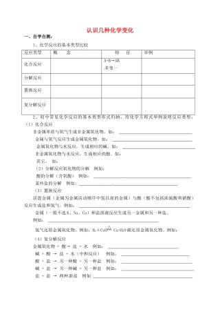 九年级化学下册 认识几种化学变化专题复习 新人教版试卷