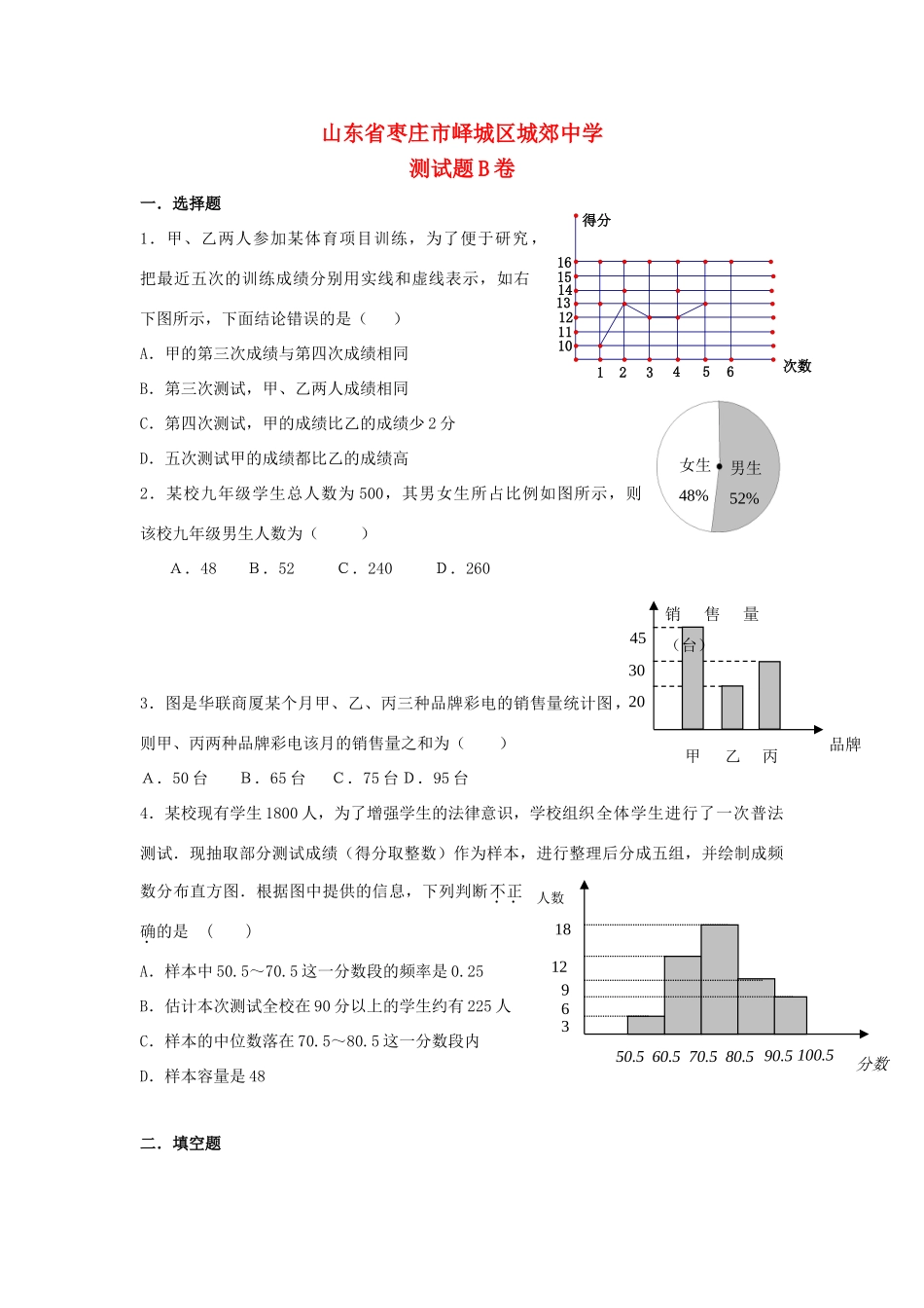 九年级数学单元测试试卷(17)试卷_第1页