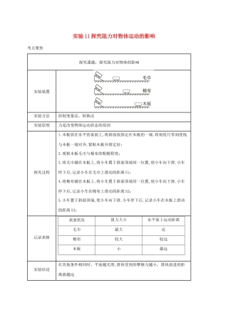 中考物理必考实验精解精练专题 实验11 探究阻力对物体运动的影响试卷