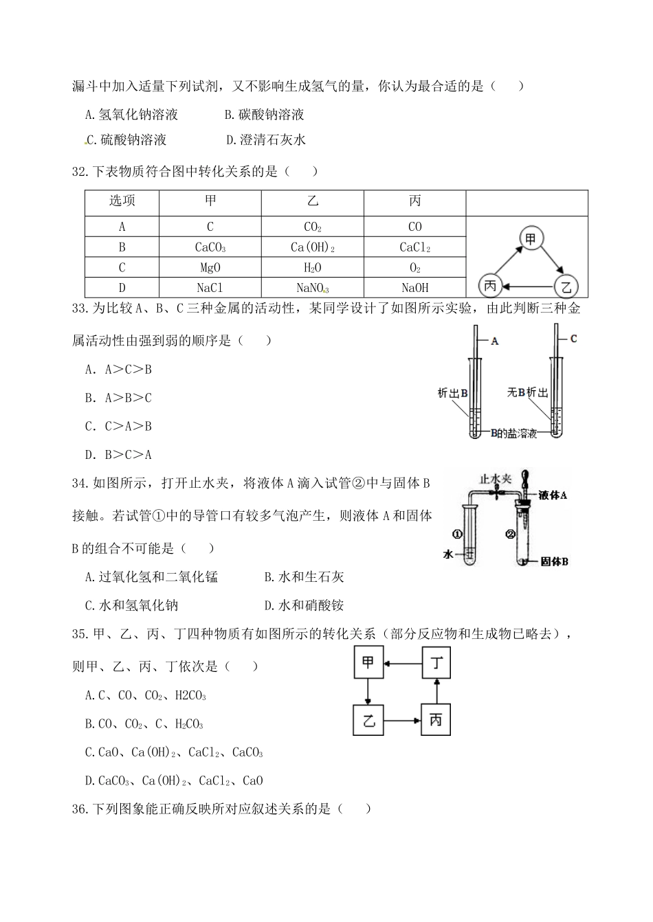 九年级化学下册 选择题专项复习(二) 湘教版试卷_第3页