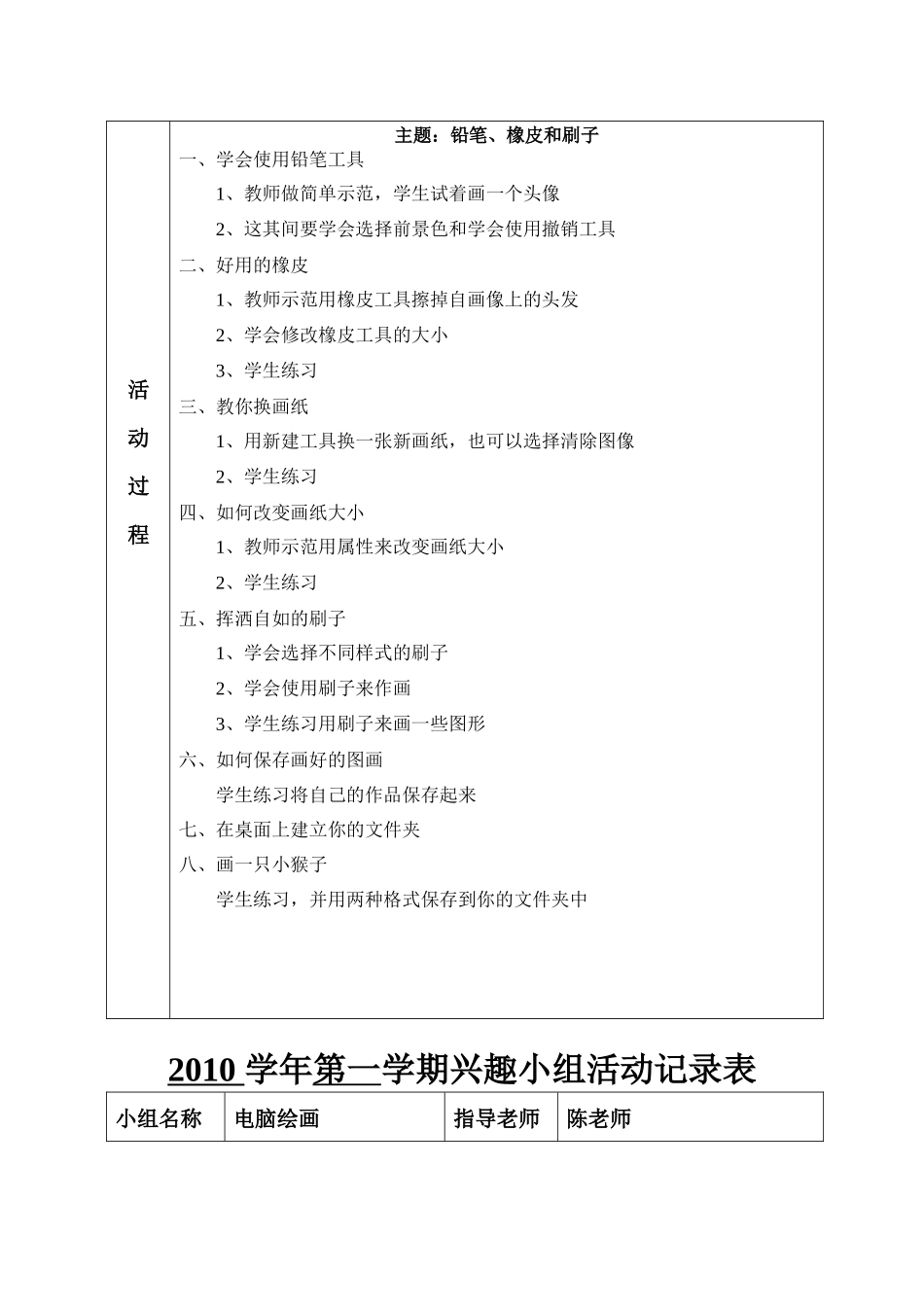 电脑绘画兴趣小组活动记录表_第3页