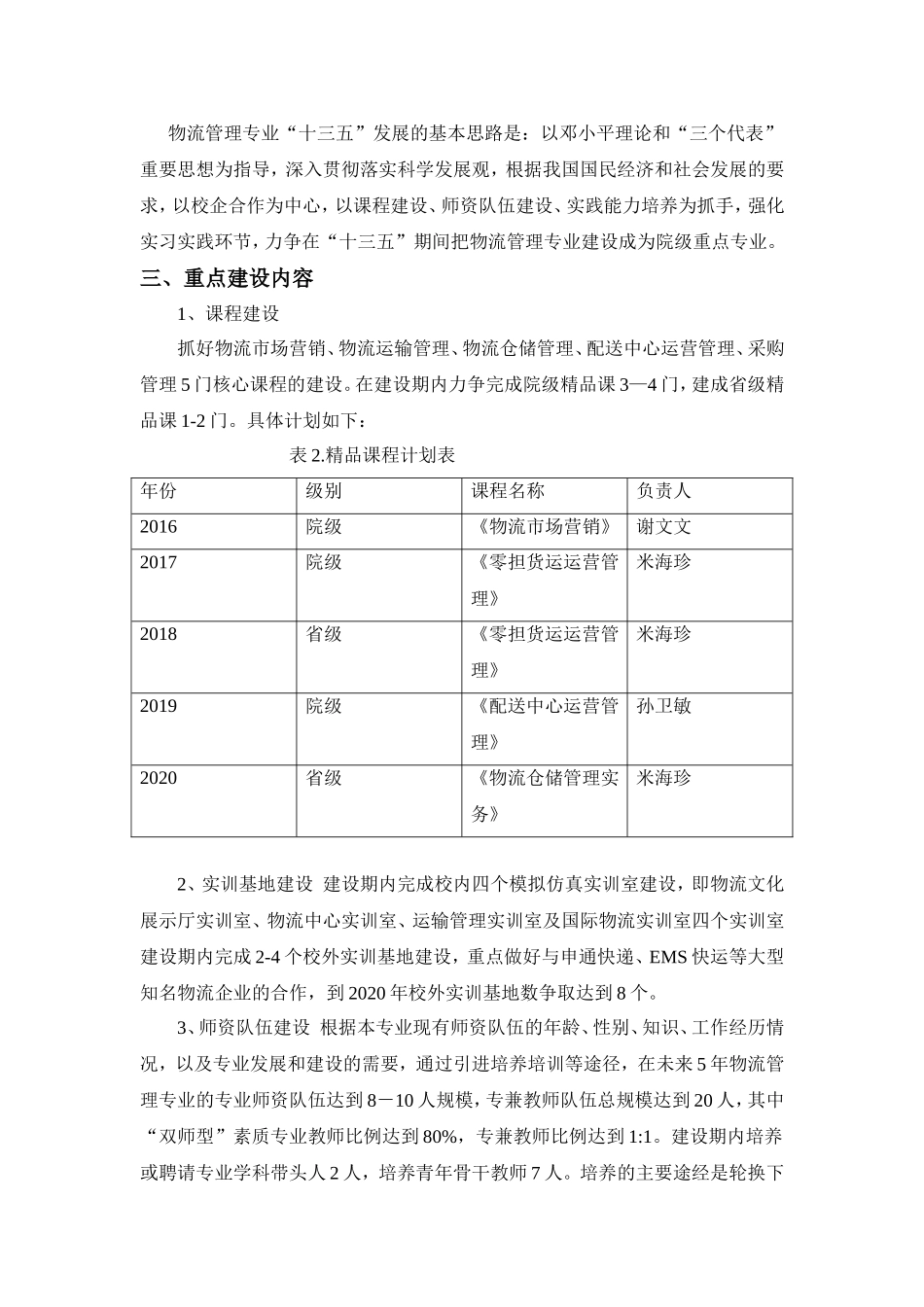 物流管理专业建设发展规划_第2页
