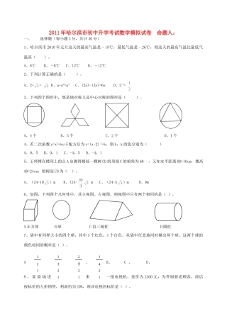 九年级数学升学考试模拟试卷试卷