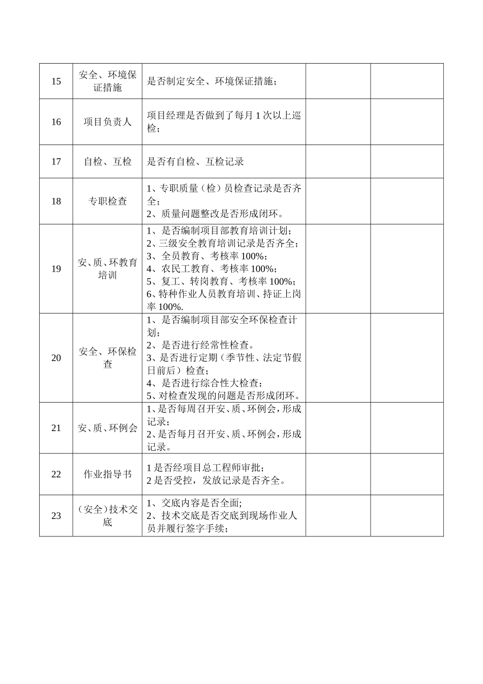 工程质量、安全、环保检查记录表_第3页