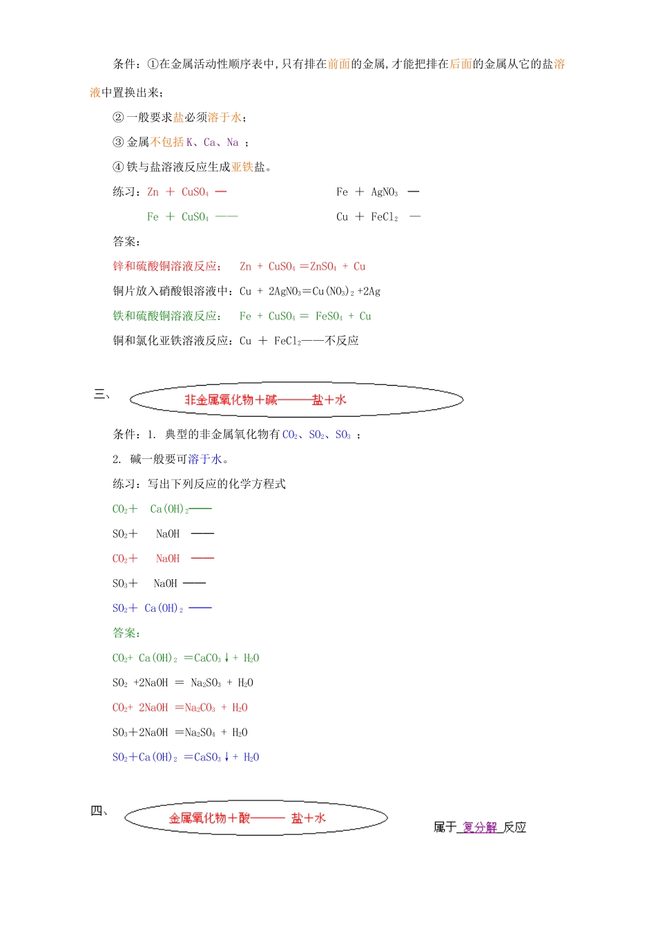 初三化学总结本单元所学的重要化学反应规律 湘教版 试题_第2页