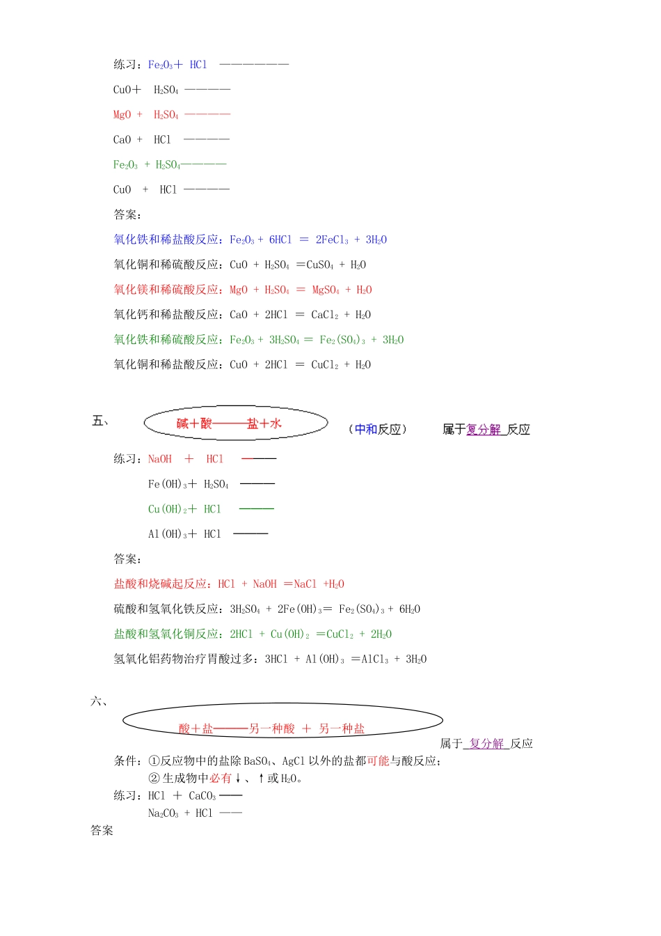 初三化学总结本单元所学的重要化学反应规律 湘教版 试题_第3页