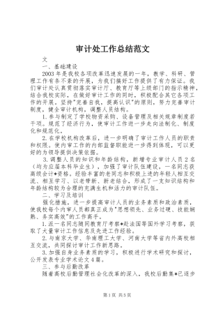 审计处工作总结范文 