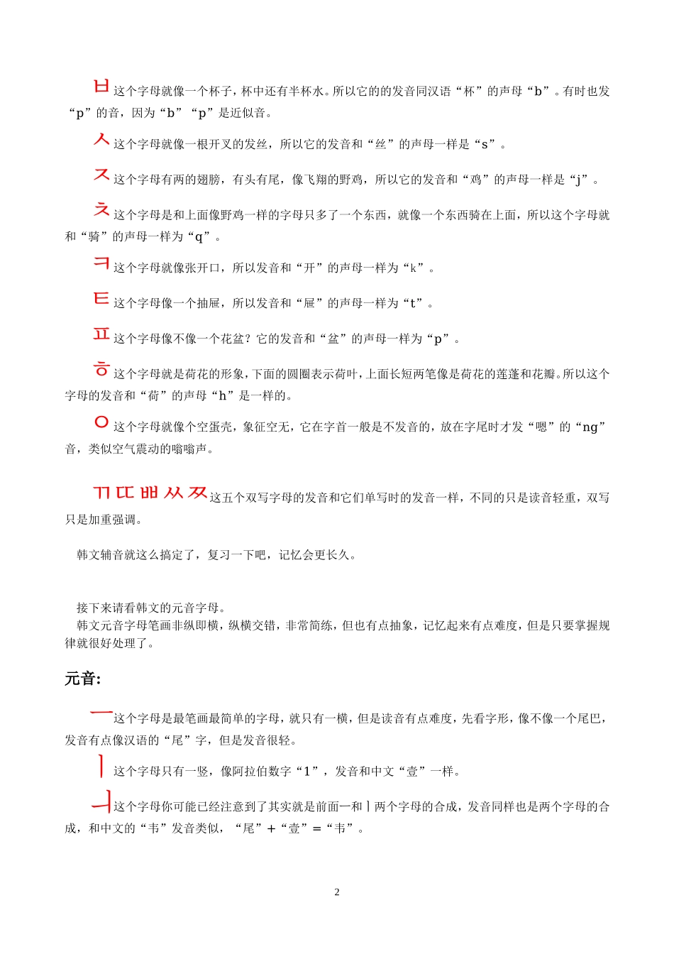 韩文字母表—半小时学会念韩文_第2页