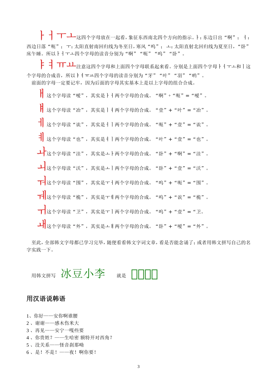 韩文字母表—半小时学会念韩文_第3页