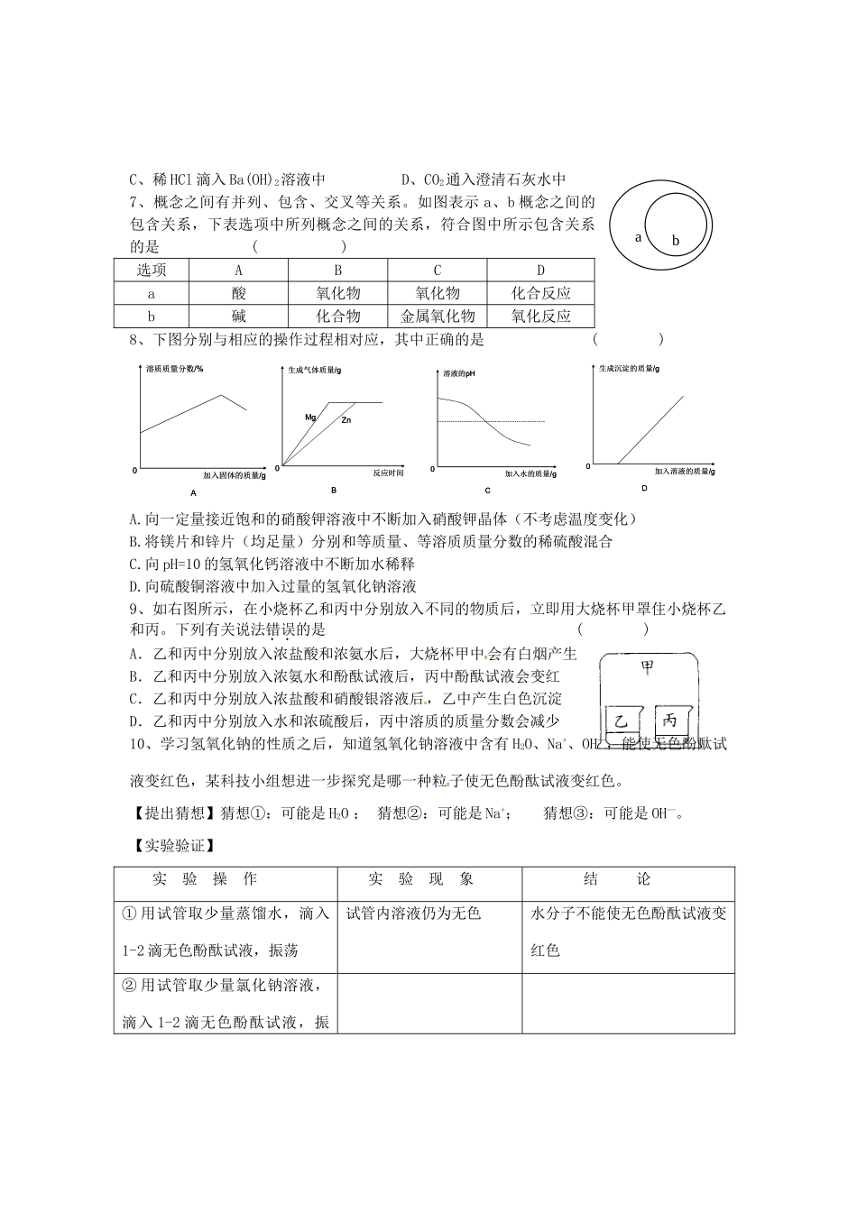 九年级化学下册 酸、碱部分中考专题训练 新人教版试卷_第2页
