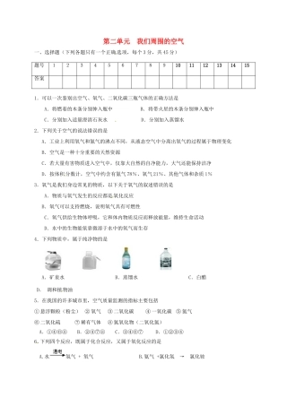 九年级化学上册 第二单元 我们周围的空气综合测试(新版)新人教版试卷