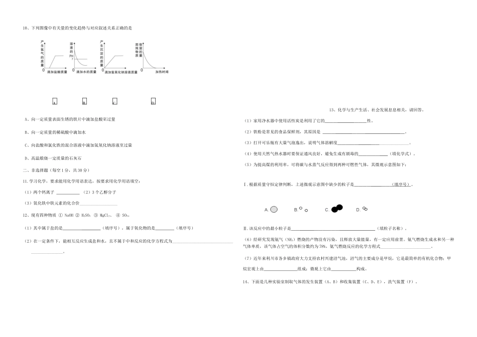 九年级化学下学期适应性试卷_第2页