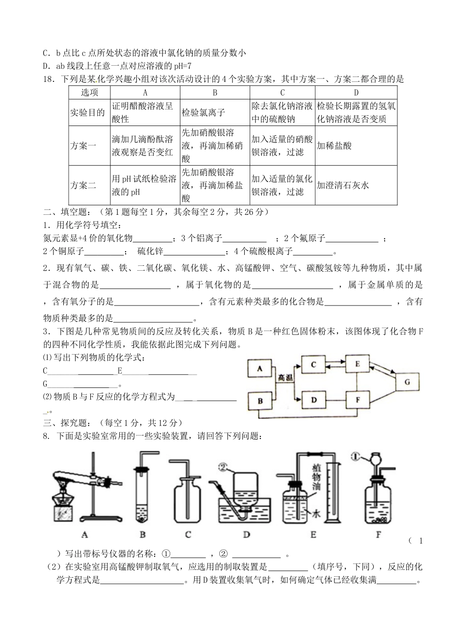 九年级化学上学期月考测试卷新人教版试卷_第3页