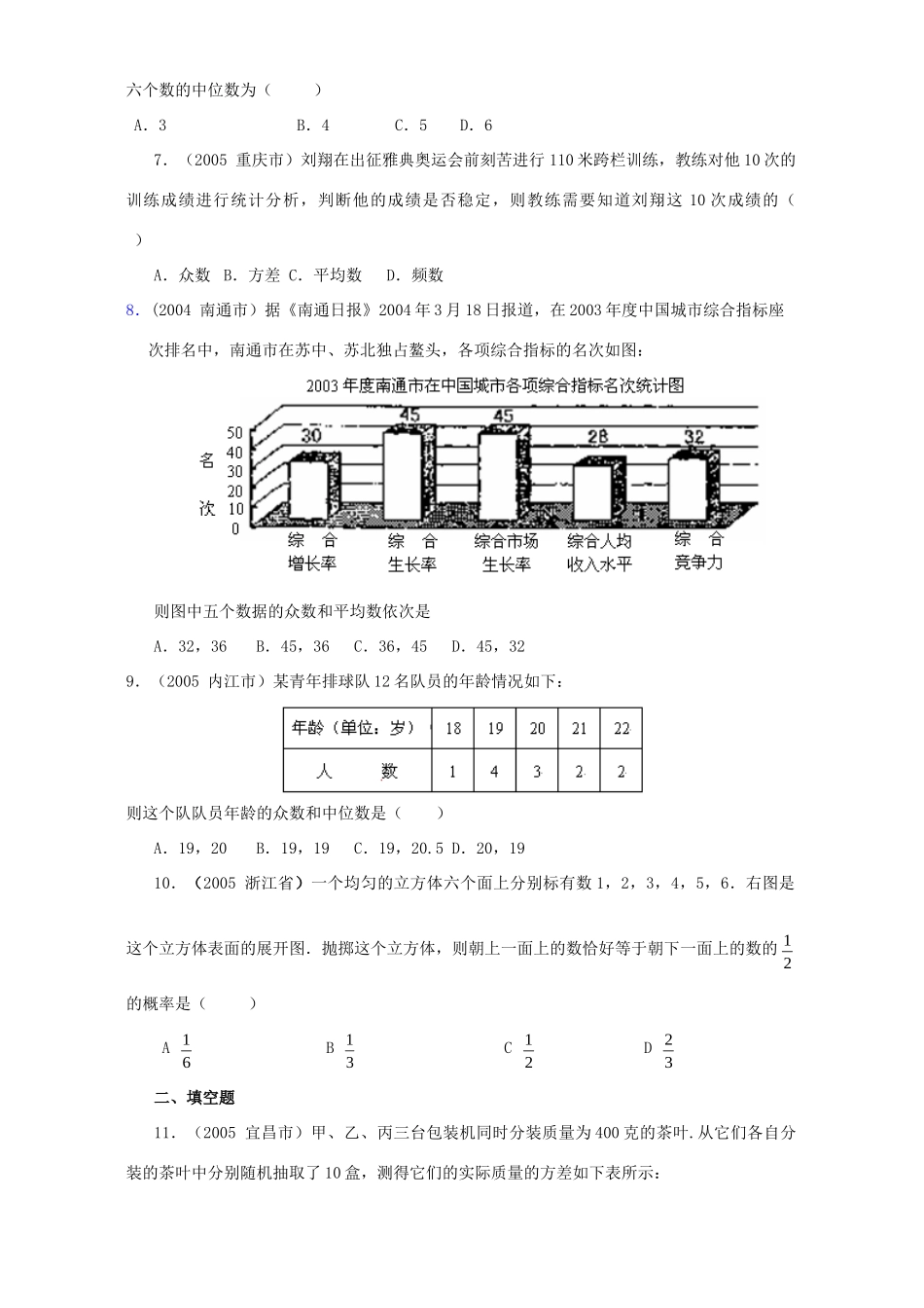 中考试卷分类集粹 统计 新课标试卷_第2页