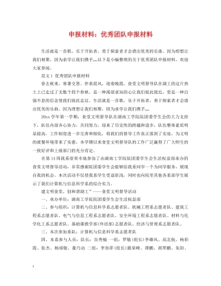 申报材料：优秀团队申报材料 