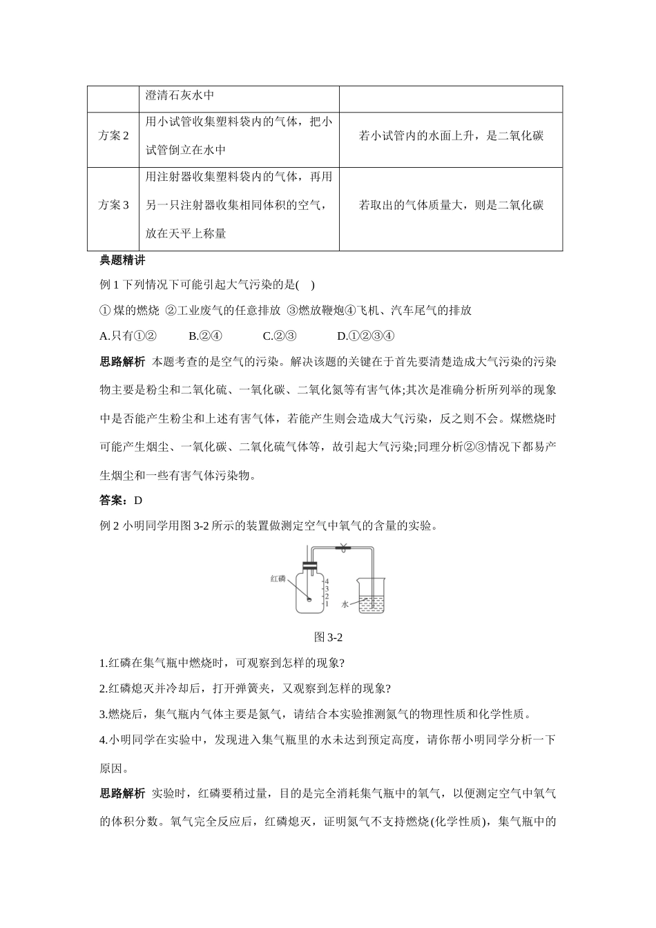 九年级化学 空气的成分知识梳理知识导学疑难突破 鲁教版试卷_第3页