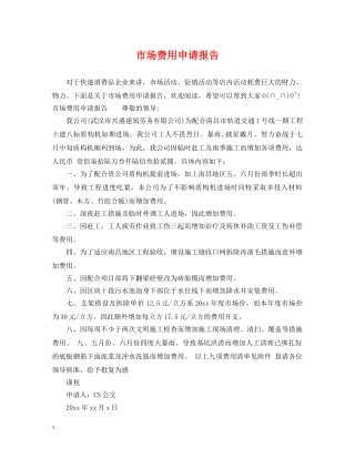 市场费用申请报告 