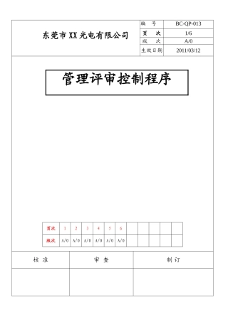 管理评审控制程序(适用全面-附有流程图)
