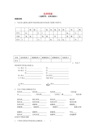 九年级化学上册 专题突破训练 化学用语 新人教版试卷