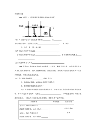 中考试卷探究型试卷集萃2试卷