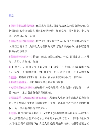 国际货物运输考试重点