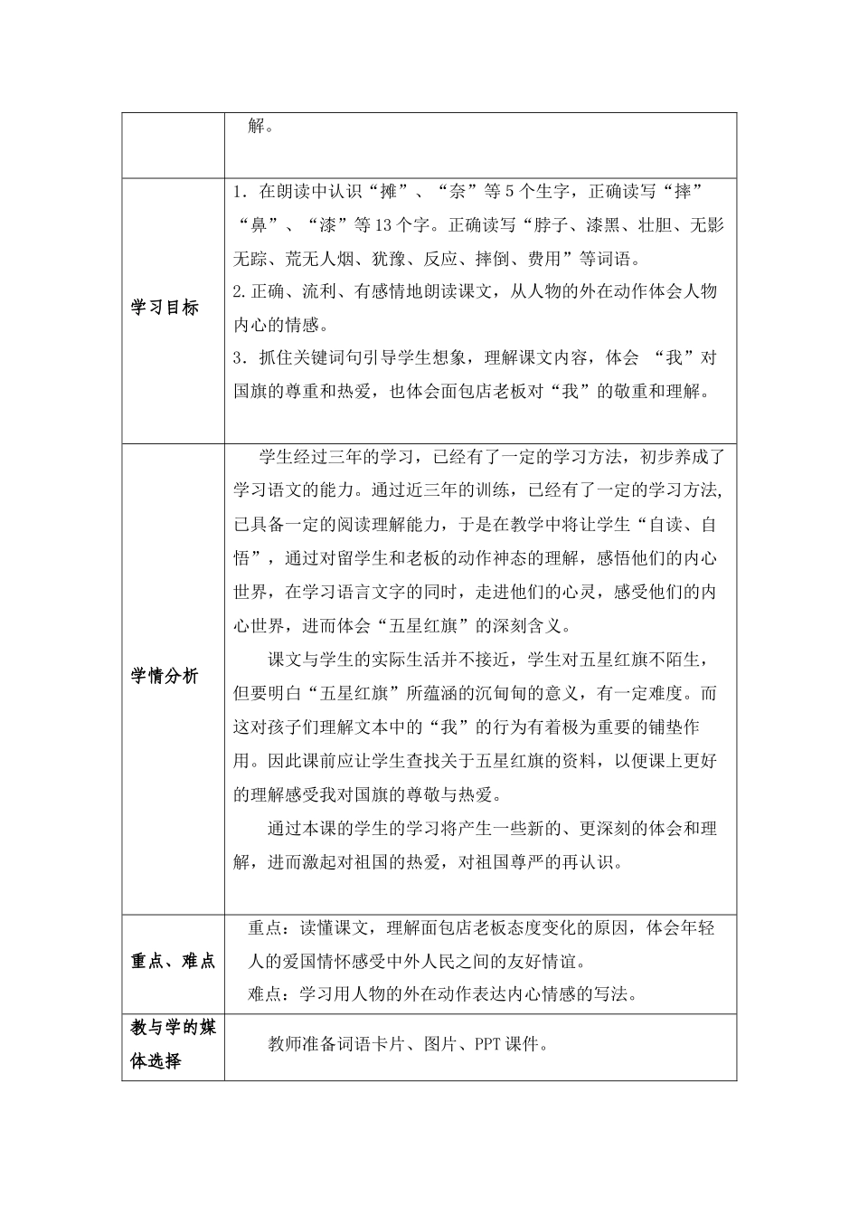 《一面五星红旗》教学设计_第2页