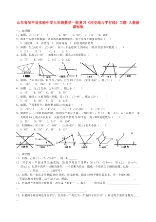 九年级数学一轮复习(相交线与平行线)习题 人教新课标版试卷