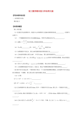 九年级数学期末复习华东师大版知识精讲试卷