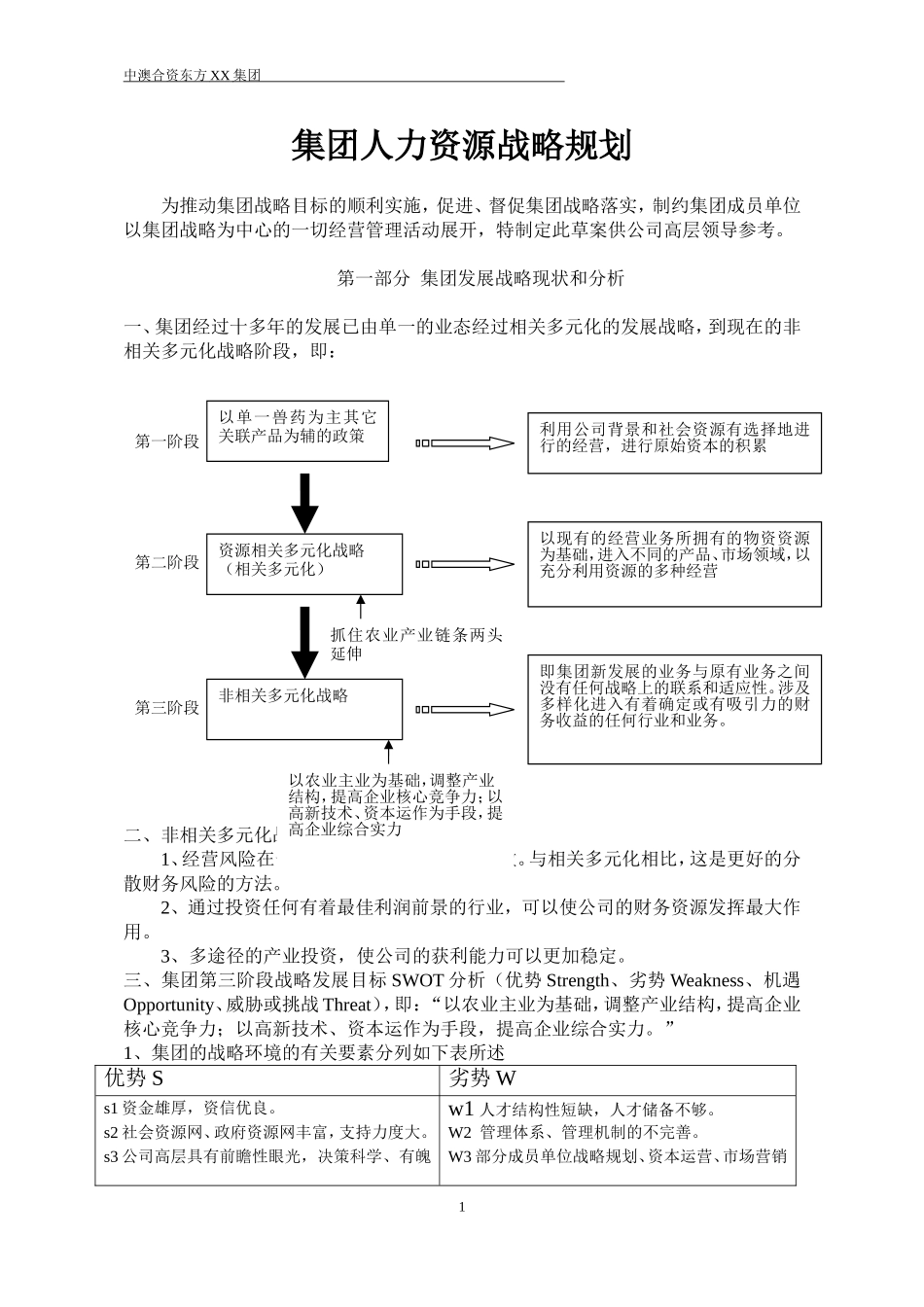 集团多元化公司人力资源战略规划_第1页