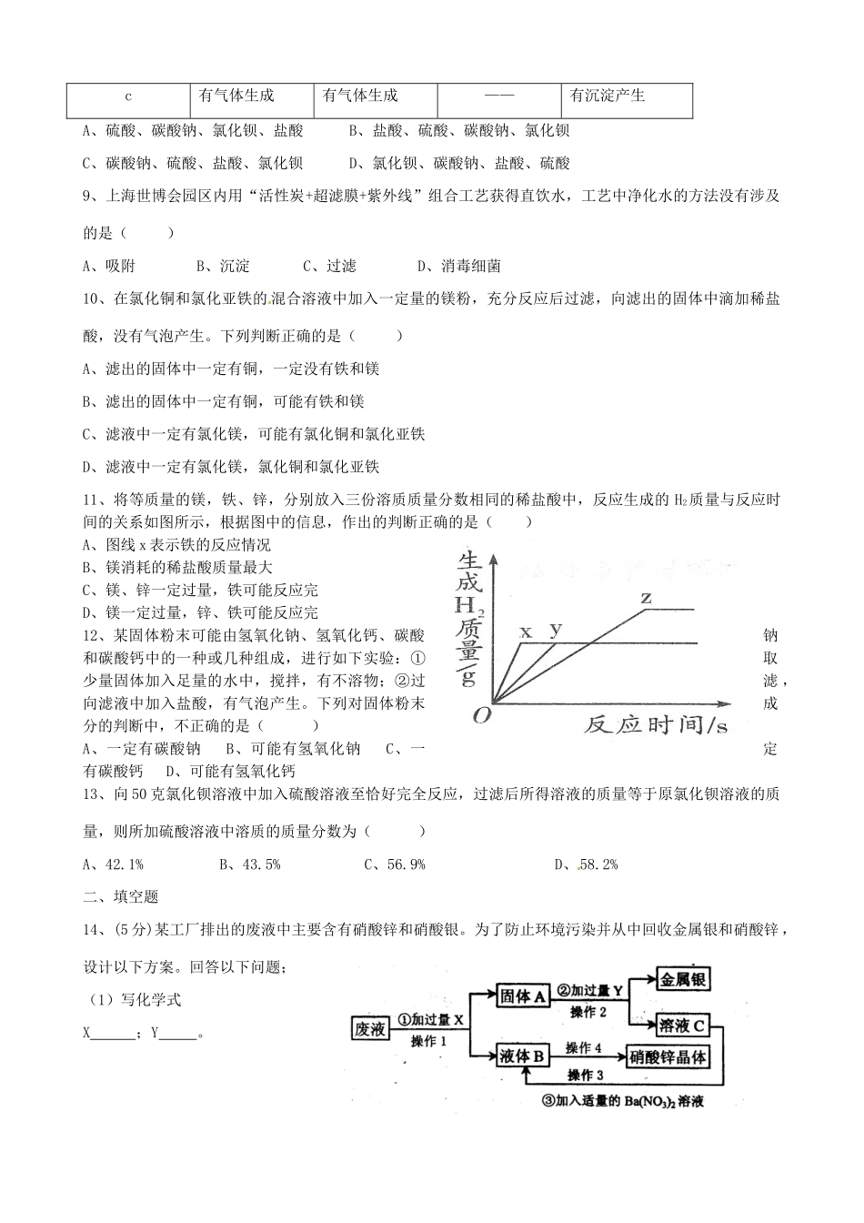 九年级化学周测试卷三 新人教版试卷_第2页