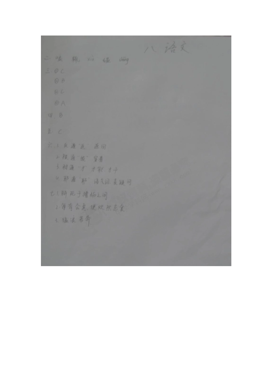 八年级语文寒假作业检测试题(扫描版) 新人教版 试题_第3页