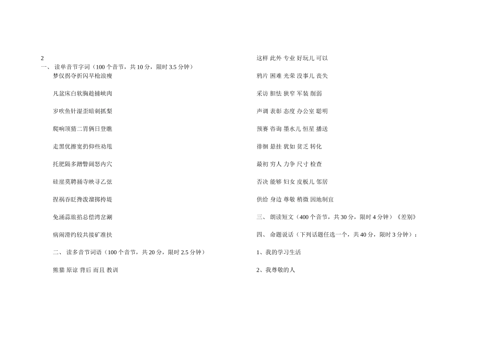 河南普通话考试-真题-(1)_第2页