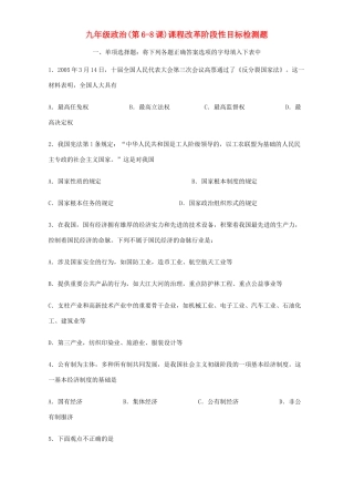 九年级政治第6-8课课程改革阶段性目标检测题 新课标 人教版试卷
