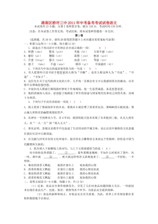 中考语文备考试卷 人教新课标版试卷