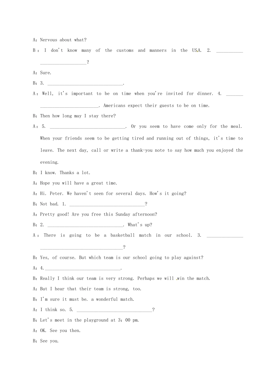 中考英语 补全对话专题训练试卷_第3页